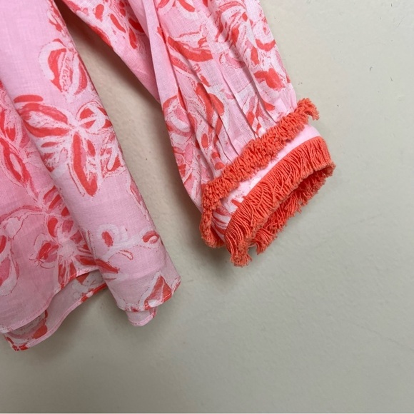 SAIL TO SABLE - CORAL TOILE RUFFLE NECK TOP L - Picture 6 of 8